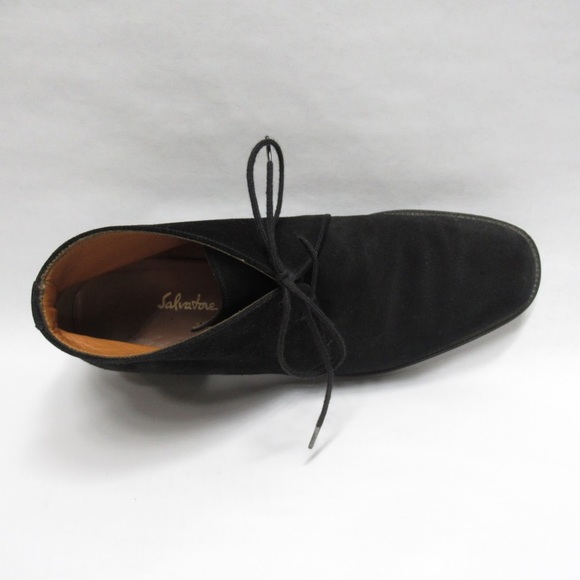 auth SALVATORE FERRAGAMO size 8 Black Suede CHUKKA - Picture 5 of 8